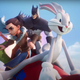 Bugs Bunny, Arya Stark From Game of Thrones, Shaggy From Scooby Doo, And Batman ride a rocket in WB's MultiVersus, a Smash Bros. fighting game.